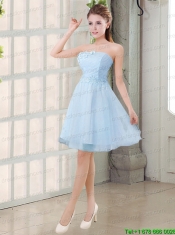 Champagne A Line Strapless Appliques Junior Dress