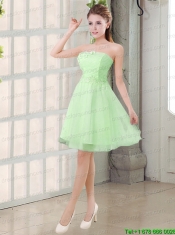 Champagne A Line Strapless Appliques Junior Dress
