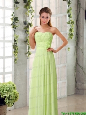 Champagne Ruching Chiffon Prom Dresses with Sweetheart