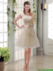 Elegant Princess Mini Length Lace Christmas Party Dress with Bowknot