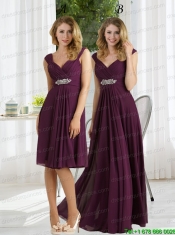 Empire 2015 Ruching Dark Purple Prom Dress with Zipper Up