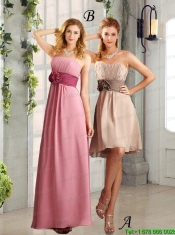 Empire Hand Made Flowers and Ruching Prom Dresses for 2015