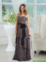 Empire Ribbons Floor Length Chiffon Prom Dresses