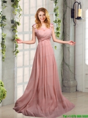 Empire Ruching 2015 Sturning Christmas Party Dresses in Peach