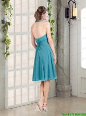 Empire Ruffles Turquoise 2015 Beautiful Prom Dress with Halter