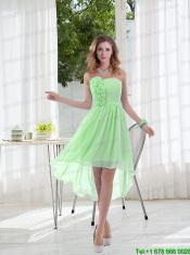 Empire Strapless Hand Made Flowers Bridesmaid Dress with High Low