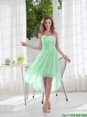 Empire Strapless Hand Made Flowers Bridesmaid Dress with High Low