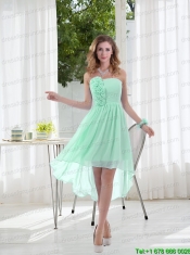 Empire Strapless Hand Made Flowers Bridesmaid Dress with High Low