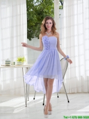 Empire Strapless Hand Made Flowers Bridesmaid Dress with High Low