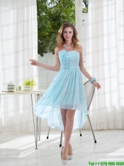 Empire Strapless Hand Made Flowers Bridesmaid Dress with High Low