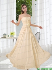 Empire Strapless Ruching and Belt Bridesmaid Dress with Floor Length