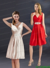 Empire V Neck Junior Dress with Appliques and Ruching