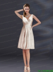 Empire V Neck Junior Dress with Appliques and Ruching
