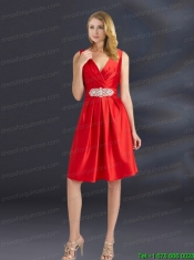 Empire V Neck Junior Dress with Appliques and Ruching