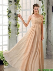 Empire V Neck Ruching Chiffon Junior Dresses with Cap Sleeves