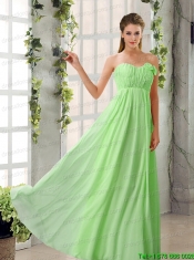 Empire V Neck Ruching Chiffon Junior Dresses with Cap Sleeves