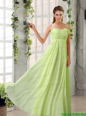 Empire V Neck Ruching Chiffon Junior Dresses with Cap Sleeves
