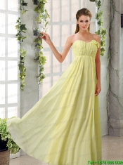 Empire V Neck Ruching Chiffon Junior Dresses with Cap Sleeves