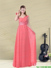 Exquisite Watermelon Christmas Party Dresses with Ruch and Beading