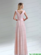 Fashionable Belt Ruching Chiffon Prom Dress with Bowknot