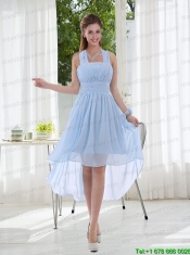 Halter Ruching 2015 Natural Chiffon Junior Dress