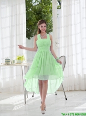 Halter Ruching 2015 Natural Chiffon Junior Dress