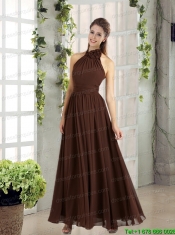 Halter Ruching Empire Hand Made Flowers 2015 Christmas Party Dress