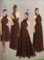 Halter Ruching Empire Hand Made Flowers 2015 Christmas Party Dress