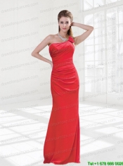 Hand Made Flowers and Ruching One Shoulder Christmas Party Dress