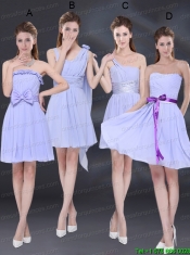 Lavender A Line Strapless Prom Dress with Bowknot