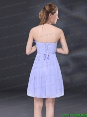 Lavender A Line Strapless Prom Dress with Bowknot