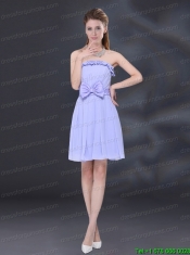 Lavender A Line Strapless Prom Dress with Bowknot Lavender A Line Strapless Prom Dress with Bowknot