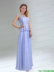 Lavender Belt and Lace Empire 2015 Prom Dress with Bateau Lavender Belt and Lace Empire 2015 Prom Dress with Bateau