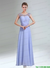 Lavender Scoop Belt and Lace Empire 2015 Christmas Party Dress