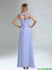 Lavender Scoop Belt and Lace  Empire 2015 Christmas Party Dress