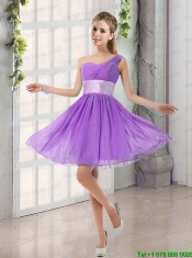 Natural One Shoulder A Line Ruching Lace Up Prom Dress