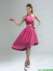 New Fashion High Neck Asymmetrical Multi-color Prom Dress