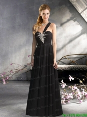 New Style Empire Chiffon 2015 Beading Junior Dress with One Shoulder