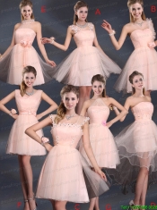 One Shoulder A Line Tulle Junior Dresses with Hand Made Flowers