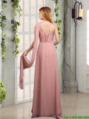 One Shoulder Empire 2015 Bridesmaid Dresses with Ruching