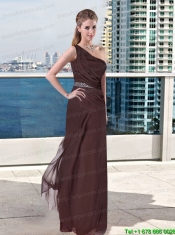 One Shoulder Fitted Floor Length 2015 Elegant Christmas Party Dress