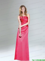 One Shoulder Floor Length Christmas Party Dresses with Hand Made Flowers