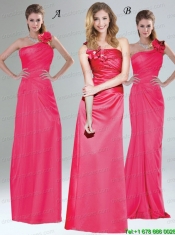 One Shoulder Floor Length Christmas Party Dresses with Hand Made Flowers