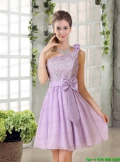 One Shoulder Lilac Sexy Prom Dress with Bowknot for 2015 One Shoulder Lilac Sexy Prom Dress with Bowknot for 2015