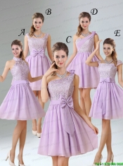 One Shoulder Lilac Sexy Prom Dress with Bowknot for 2015