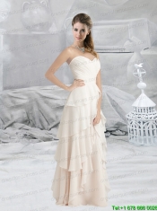 Perfect Empire Ruffles Sweetheart White Prom Dress for 2015