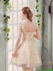 Popular A Line Appliques Junior Dress with One Shoulder