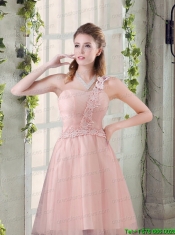Popular A Line Appliques Junior Dress with One Shoulder