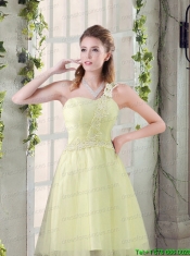 Popular A Line Appliques Junior Dress with One Shoulder
