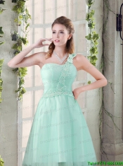 Popular A Line Appliques Junior Dress with One Shoulder